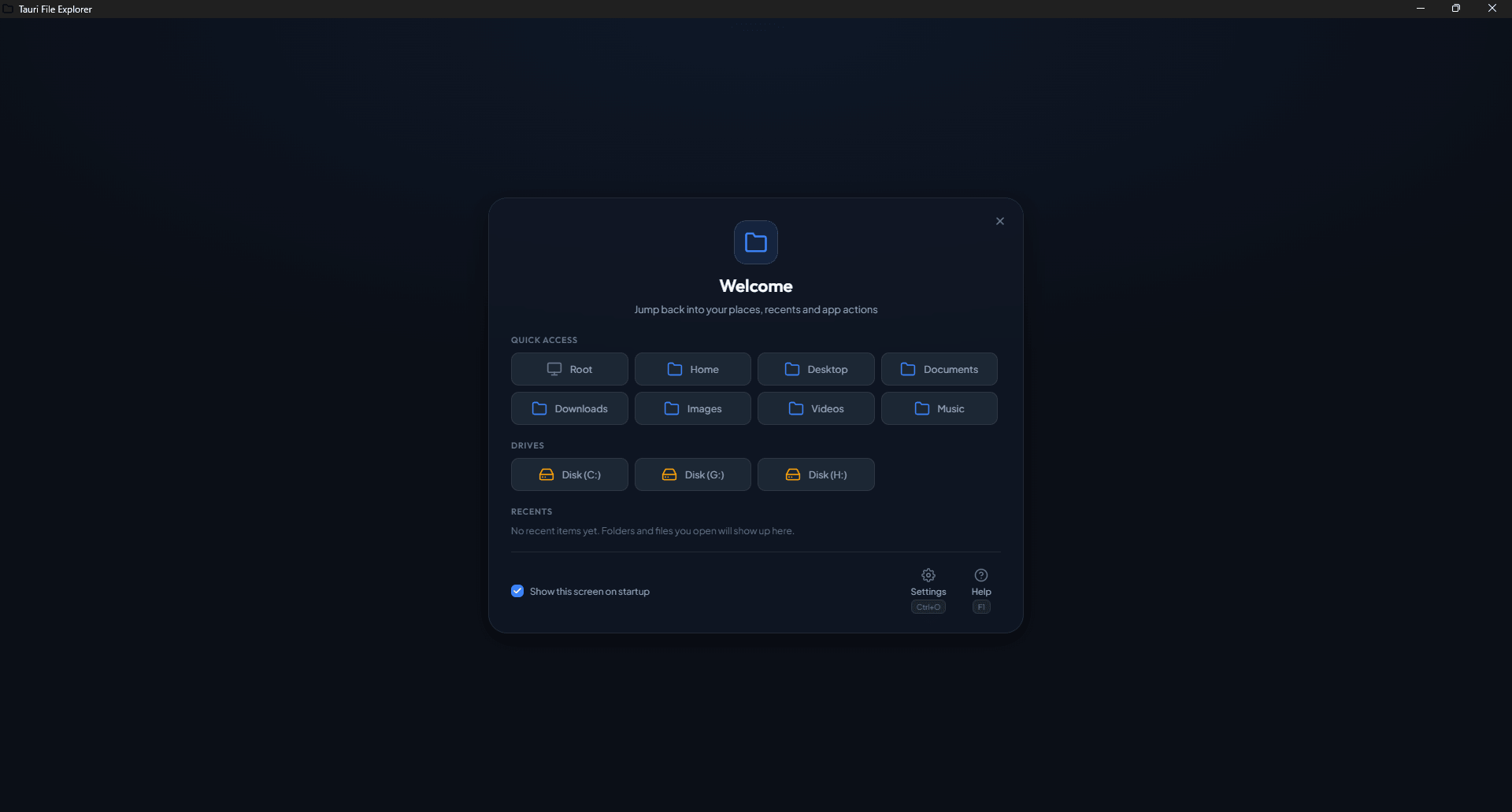 Screenshot of Tauri File Explorer application