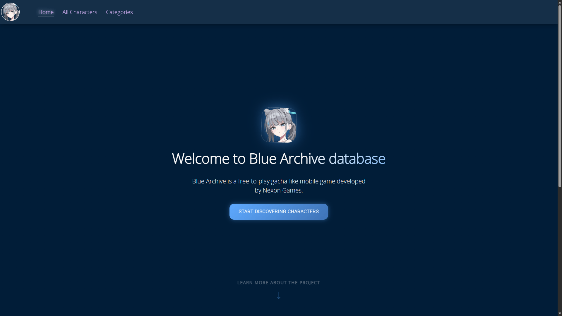 Screenshot of Blue Archive Database application